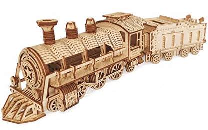 3D Wooden Steam Train Puzzle, DIY Assembly Train Model Kits, Wood Crafts STEM Brain Teaser Puzzle, Steam Train Christmas Birthday Gifts for Adults & Teens - color: Train