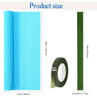 Gersoniel 57 Pcs Crepe Paper DIY Kit for Flower Making, Gradient Blue - color: Gradient Blue