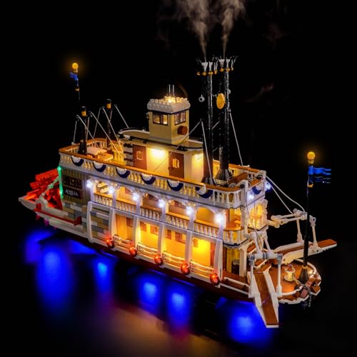 LocoLee Light kit Compatible with Lego 21356 River Steamboat - No Model Only Light, LED Lighting Accessories Compatible with Lego 21356 Canal Steamers Building Set (RC Version) - style: RC Version