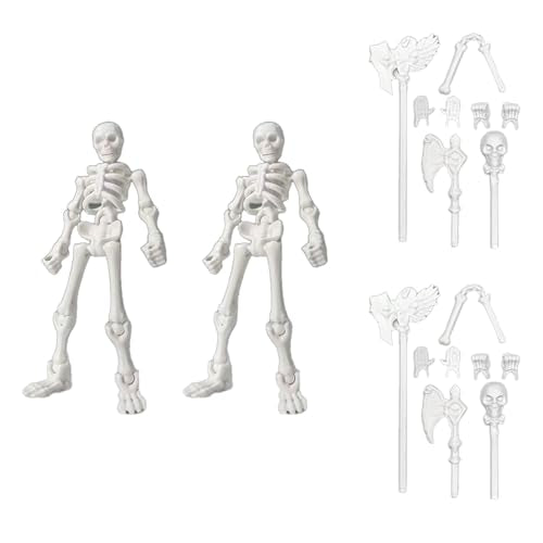 Fully Articulated Human Skeleton Action Figure, White, 2Pcs - color: White2pcs