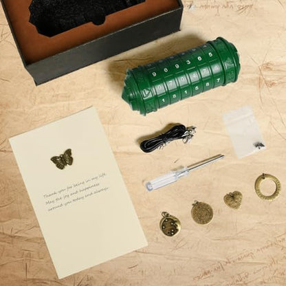 CoEjokno Da Vinci Code Numeric Cryptex Money Puzzle Box for Cash Gift, Jewelry Box with Hidden Compartment, Unique Puzzle Gift for Adults Brain Teaser Valentine’s Day Wedding & Anniversary Present - color: Green