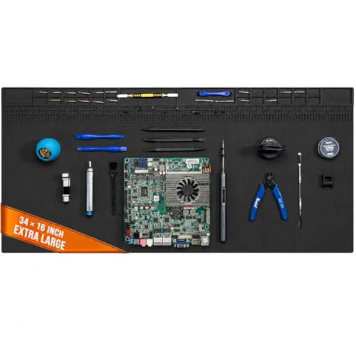 Kaisi KS813 Extra Large Soldering Mat, Heat Resistant Silicone Solder Mat - color: Black, size: 34" x 16"