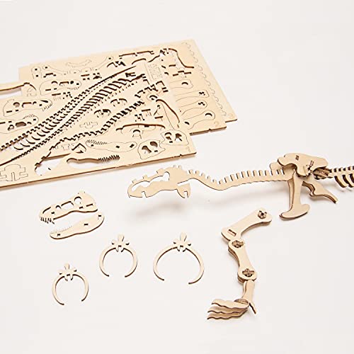 Tyrannosaurus Wooden Dinosaur 3D Puzzle - Fun DIY Wood Craft Kits - Ideal Gift for Birthdays and Party Favors - style: T-Rex