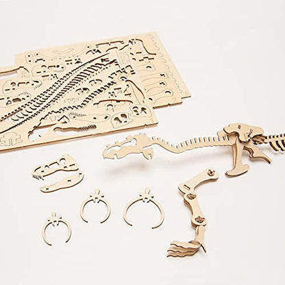 Tyrannosaurus Wooden Dinosaur 3D Puzzle - Fun DIY Wood Craft Kits - Ideal Gift for Birthdays and Party Favors - style: T-Rex