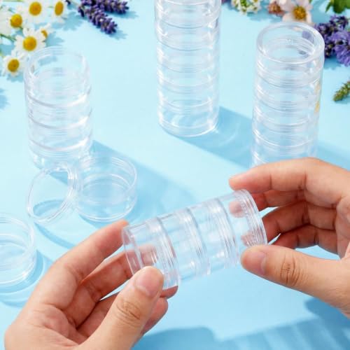 3 Sets 6 Layer Stackable Plastic Containers, 10G/10ML Clear Cosmetic Storage Box Round Organizer Jars for Beads, Buttons, Small Jewelry Findings
