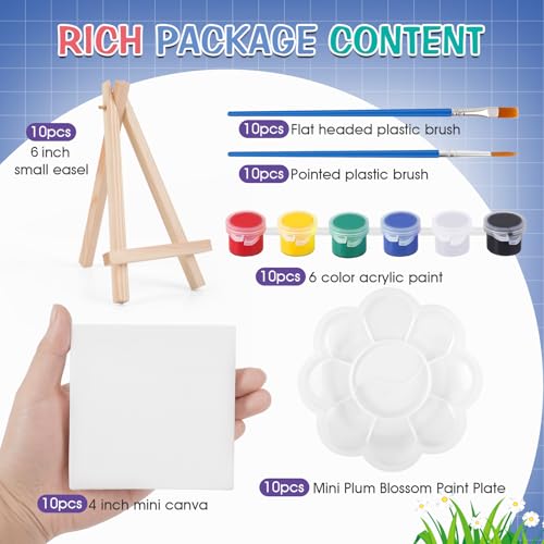 ESRICH 10 Set Canvas Painting Kit, Mini Acrylic Paint Set - size: 10 set 4 x 4 inches