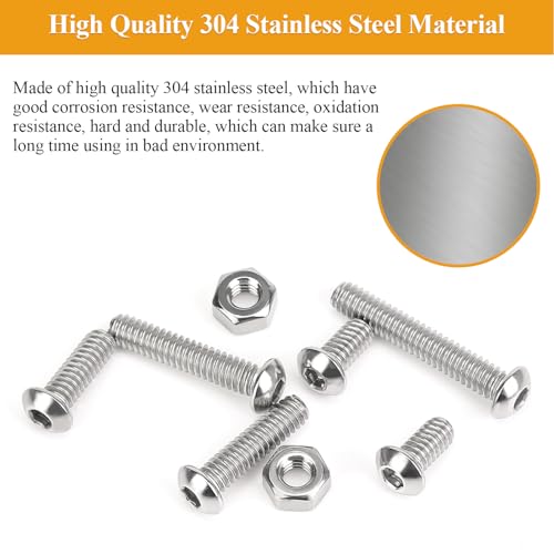 57 Pieces 1/4-20 x 1/2", 3/4", 1", 1-1/4", 1-1/2", Button Head Socket Cap Screws Nuts Assortment Kit - size: 1/4"-20, style: Button Head Socket Cap