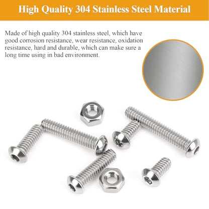 57 Pieces 1/4-20 x 1/2", 3/4", 1", 1-1/4", 1-1/2", Button Head Socket Cap Screws Nuts Assortment Kit - size: 1/4"-20, style: Button Head Socket Cap