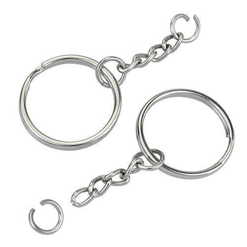 KINGFOREST 150-Piece Split Key Ring Kit with Chains & Jump Rings - 1 Inch Silver Nickel Bulk Jewelry Making Supplies for DIY Keychains, Charms, Crafts (Pack of 2) - size: 150PCS (Pack of 2)