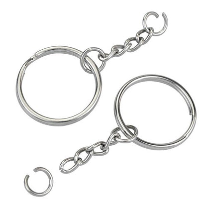 KINGFOREST 150-Piece Split Key Ring Kit with Chains & Jump Rings - 1 Inch Silver Nickel Bulk Jewelry Making Supplies for DIY Keychains, Charms, Crafts (Pack of 2) - size: 150PCS (Pack of 2)