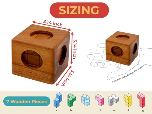 BSIRI Soma Puzzle Cube Wooden Toy Brain Teaser Desk Board Games Adults Master Block Christmas Mind Magic Benders Wood Hand Cube Family Teens Classic (Pack of 2) - size: 7.3 cm x 7.3 cm x 7.3 cm (Pack of 2)