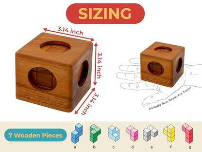 BSIRI Soma Puzzle Cube Wooden Toy Brain Teaser Desk Board Games Adults Master Block Christmas Mind Magic Benders Wood Hand Cube Family Teens Classic (Pack of 2) - size: 7.3 cm x 7.3 cm x 7.3 cm (Pack of 2)