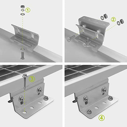 Newpowa Solar Panel Mounting Curved Z Bracket with Nuts and Bolts for RV, Boat, Wall, Off Grid Roof Installation A Set of 4 Silver Aluminum (1 Set) - size: UV Curved Surface*1