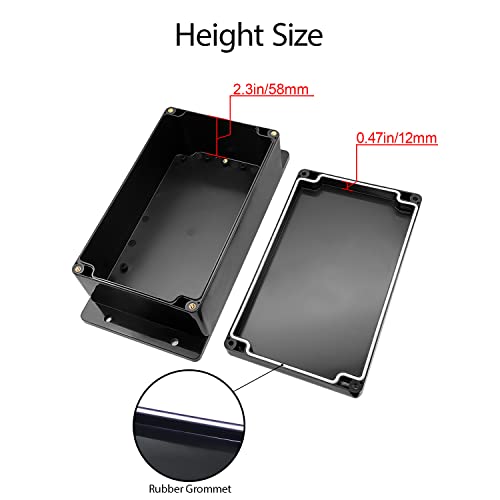 Junction Box Waterproof Dustproof IP65 ABS Plastic Universal Electric Project Enclosure Black with Fixed Ear 7.87"x4.72"x2.95"(200 x 120 x 75 mm) - size: 7.87"x4.72"x2.95"