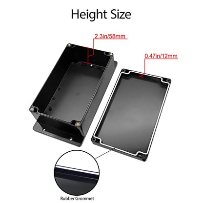 Junction Box Waterproof Dustproof IP65 ABS Plastic Universal Electric Project Enclosure Black with Fixed Ear 7.87"x4.72"x2.95"(200 x 120 x 75 mm) - size: 7.87"x4.72"x2.95"