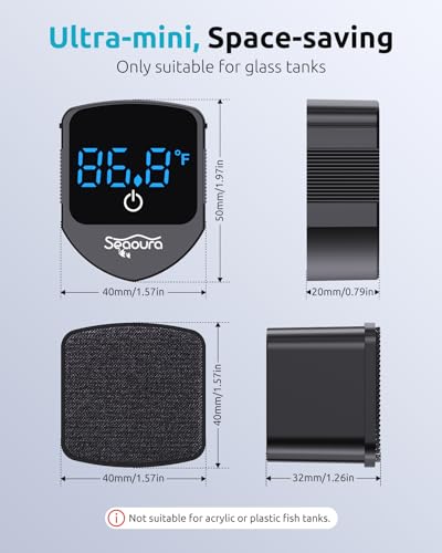 SEAOURA 2-in-1 Aquarium Magnetic Cleaner with Digital Aquariums Thermometer - color: Black