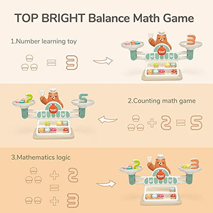 TOP BRIGHT Balance Counting Math Game, STEM Educational Toy for Ages 3-5