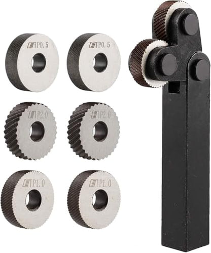 7pcs high-Strength Double-Wheel Lathe knurling Tools Diagonal Diagonal knurling Wheel Pitch 0.5/1.0/2.0mm - style: knurling Wheel Pitch 0.5/1.0/2.0mm