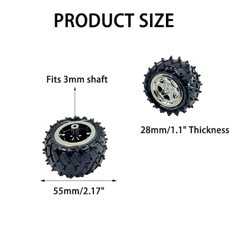 4PCS Toy Car Wheel Plastic Toy Car Wheel with Round Shaft Axles for RC Car Truck Robot DIY Model Toy Building Projects (Style 1)
