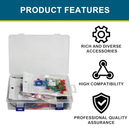 Electronics Kit for Arduino, Breadboard, LEDs, Resistors, Boost Module