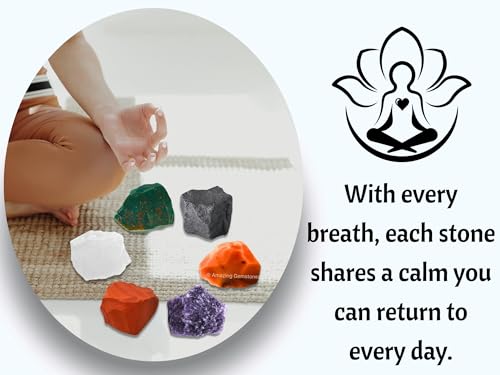 Amazing Gemstone Crystals for Menopause, Set of 6 Blood Stone, Lepidolite, Carnelian, Hematite, Red Jasper and Clear Quartz Healing Crystals and Stones - color: Menopause Crystals