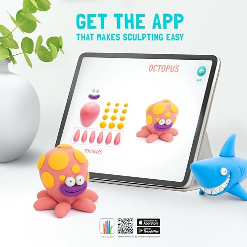 Hey Clay 15 Cans Set - Colourful Modelling Kids Air-Dry Clay 15 Cans with Sculpting Tools and Fun Interactive Instructions for Children Age 3+ (Ocean) - color: Ocean