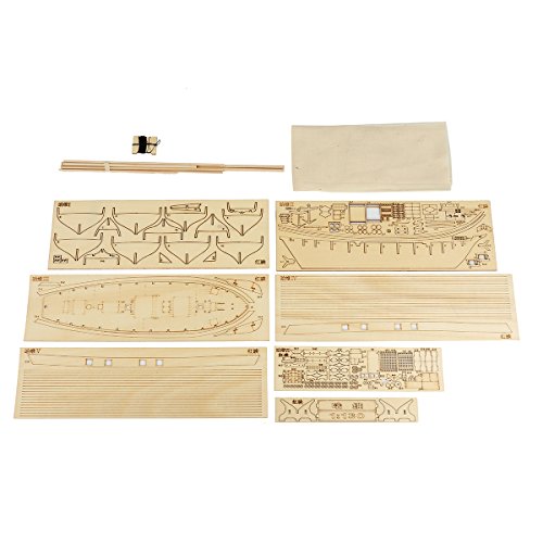 HAPYLY 1/130 Scale DIY Hobby Wooden Ship Science Equipmen Assembly Model Boat Kits Sailing Boat Kit Decor Toy Gift - size: 1:130