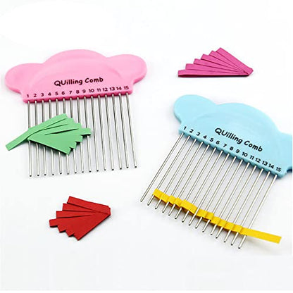 ZZLZX 2PCS Paper Quilling Comb Tool DIY Paper Craft Tool Paper Comb Weaver Origami Carding Art Tools Creat Loops Accessory Supply Origami Carding Art Craft Tool (Blue and Pink)