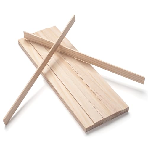 Wooden Dowels for Crafts, Wood Trim Planks Wood Strips Slats for Wall 1/8" × 1" × 15", 30 PCS Square Dowel Rods Wooden Sticks for Crafts, Unfinished Hardwood Sticks Flat Lumber Boards for Woodworking - size: 1/8x1x15 in - 30PCS
