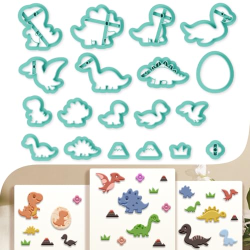 beinkmake 19Pcs Jurassic Dinosaur Polymer Clay Cutters Clay Earrings Cutter - style: Dinosaur