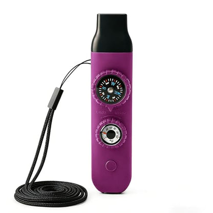 Multifunctional Survival Emergency Whistle for Kids with Compass Hiking Survival, Thermometer & Neck Lanyard | Emergency Safety Gear for Hiking, Camping, Kayaking, Boating, Climbing - color: rose purple