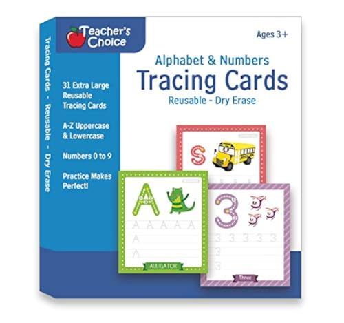 Alphabet & Number Tracing Cards for Ages 3+, Reusable Dry Erase Cards - style: Tracing Cards