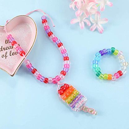 2600+pcs Pony Beads Kit Rainbow Glitter Plastic Beads Multicolor Pony Bead Bulk with Elastic String, Hair Bead for Braids DIY Crafts Jewelry Making Kit for Bracelets Necklaces - color: Giltter Beads