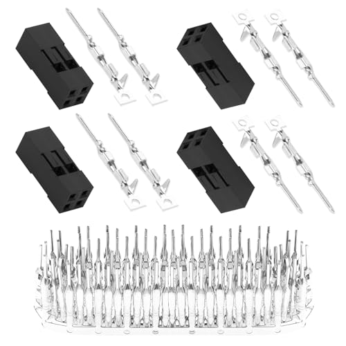 50 Sets / 250 Pieces for Dupont 2.54mm 2Pin Black Male Connector - size: 2-Pin Male, style: Black-Double Row