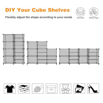 AWTATOS Closet Organizer 8 Cube Storage Shelves, Grey - color: Grey