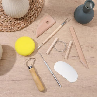 80 Pcs Pottery Tool Kit Sculpting Clay Tool Includes Clay Cutting Modeling Trimming with Wooden Handles Carving Kit for Beginners Carving Shaping