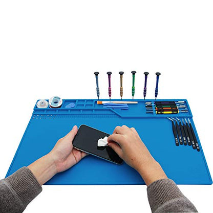 Hengtianmei Heat Insulation Silicone Repair Mat with Scale Ruler and Screw Position for Soldering Iron, Phone and Computer Repair Size: 22 x 14 Inches (H-203) - size: H-203