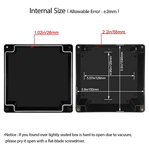 LeMotech Electrical Box ABS Plastic Project Box IP65 Waterproof Junction Box Project Case Universal Enclosure for Electronics Black 6.1x 6.1x 3.4 inch(160x160x90mm)（Pack of 1 - color: Black (1 pack), size: 6.1" x 6.1" x 3.4"
