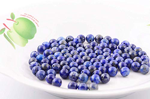 Natural Stone Beads 100pcs 6mm Lapis Lazuli Round Genuine Real Stone Beading Loose Gemstone Hole Size 1mm DIY Charm Smooth Beads for Bracelet Necklace Earrings Jewelry Making (Lapis Lazuli Blue, 6mm) - color: Lapis Lazuli Blue, size: 6mm