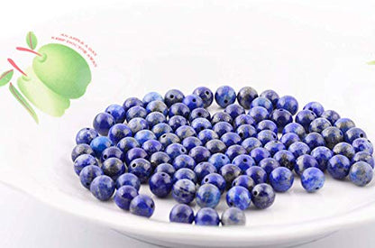Natural Stone Beads 100pcs 6mm Lapis Lazuli Round Genuine Real Stone Beading Loose Gemstone Hole Size 1mm DIY Charm Smooth Beads for Bracelet Necklace Earrings Jewelry Making (Lapis Lazuli Blue, 6mm) - color: Lapis Lazuli Blue, size: 6mm
