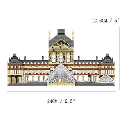 Louvre Museum Paris Micro Brick Building Set (3377 Pieces) – Landmark Model Educational Toy Gift for Kids and Adults - color: Louvre