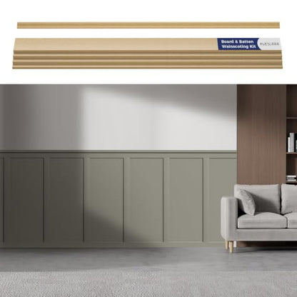 20 Pcs Paintable Board and Batten Wainscoting Kit with 4 Pcs Strips