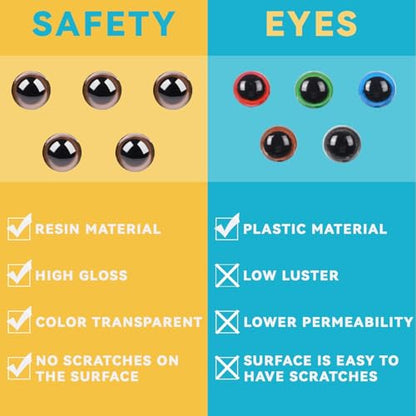 80pcs Safety Eyes for Amigurumi with Washers 10/12/16/18mm Brown Plastic Safety Eyes for Crochet Craft Dog Safety Eyes Gift for Crochet Lovers Halloween Decorations Stuffed Animals Crafting - size: 10-18mm