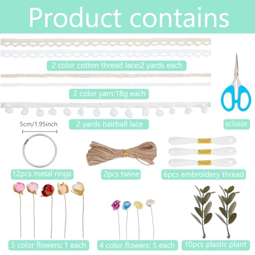INFUNIY 12set Flower Mini Dream Catcher Kit DIY Dream Catcher Beginner Kit Make Your Own Dream Catcher Kits 6 Inch Small Dream Catchers with Instruction for Teen Room Wall Hanging Car - style: 12pcs flower
