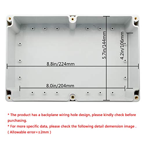 LeMotech ABS Plastic Junction Box Dustproof Waterproof IP65 Electrical Enclosure Box Universal Project Enclosure Grey with PC Transparent Clear Cover 9 x 5.9 x 3.4 inch(230 x 150 x 87 mm) - size: 9"x5.9"x3.4"