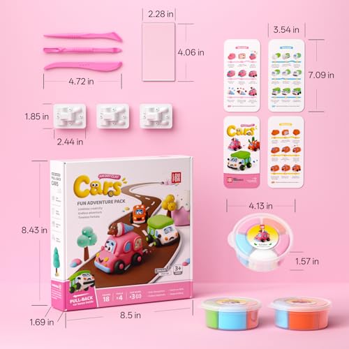 Air Dry Clay Kit for Kids - 3 Boxes Pull Back Car Making - color: Fun Adventure Park