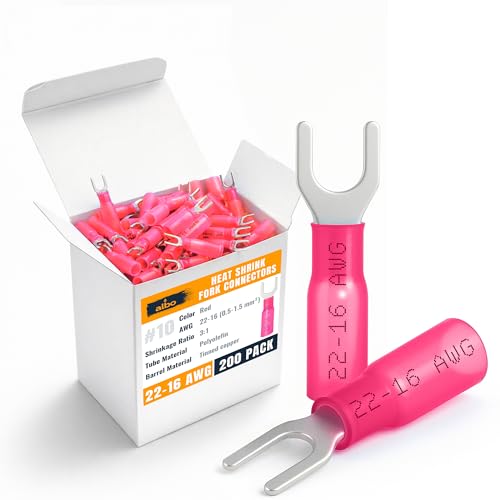 ALBO Heat Shrink Crimp Connectors (Fork 200pcs Red #10 AWG 22-16) - color: Fork 200pcs Red #10 AWG 22-16