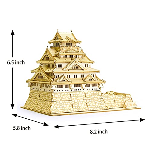 Osaka Castle Wooden Architecture 3D Puzzle - Fun DIY Wood Craft Kits - Ideal Gift for Birthdays and Party Favors - style: Osaka Castle
