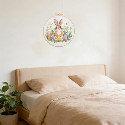 BoAn Rabbit Embroidery Kit for Beginners, DIY Cross Stitch Kit with Hoop - color: rabbit-1