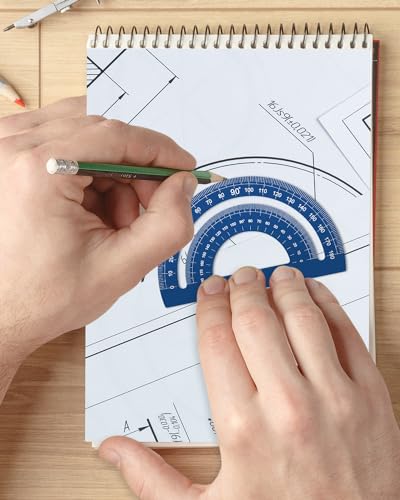 Honagu Triangular Ruler Set, 8 Pieces/2 Sets Aluminum Alloy Ruler, Metal Drafting Ruler, Geometric Protractor for Students, Draftsmen, Engineers, School Office Supplies (Blue+Purple) - color: Blue+Purple